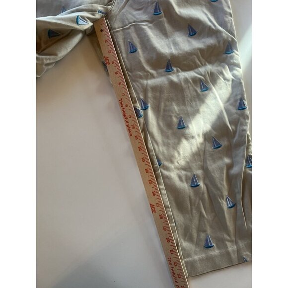 Vintage 90s Lilly Pulitzer khaki cropped embroidered all-over sailboats pants 12 - Picture 10 of 10